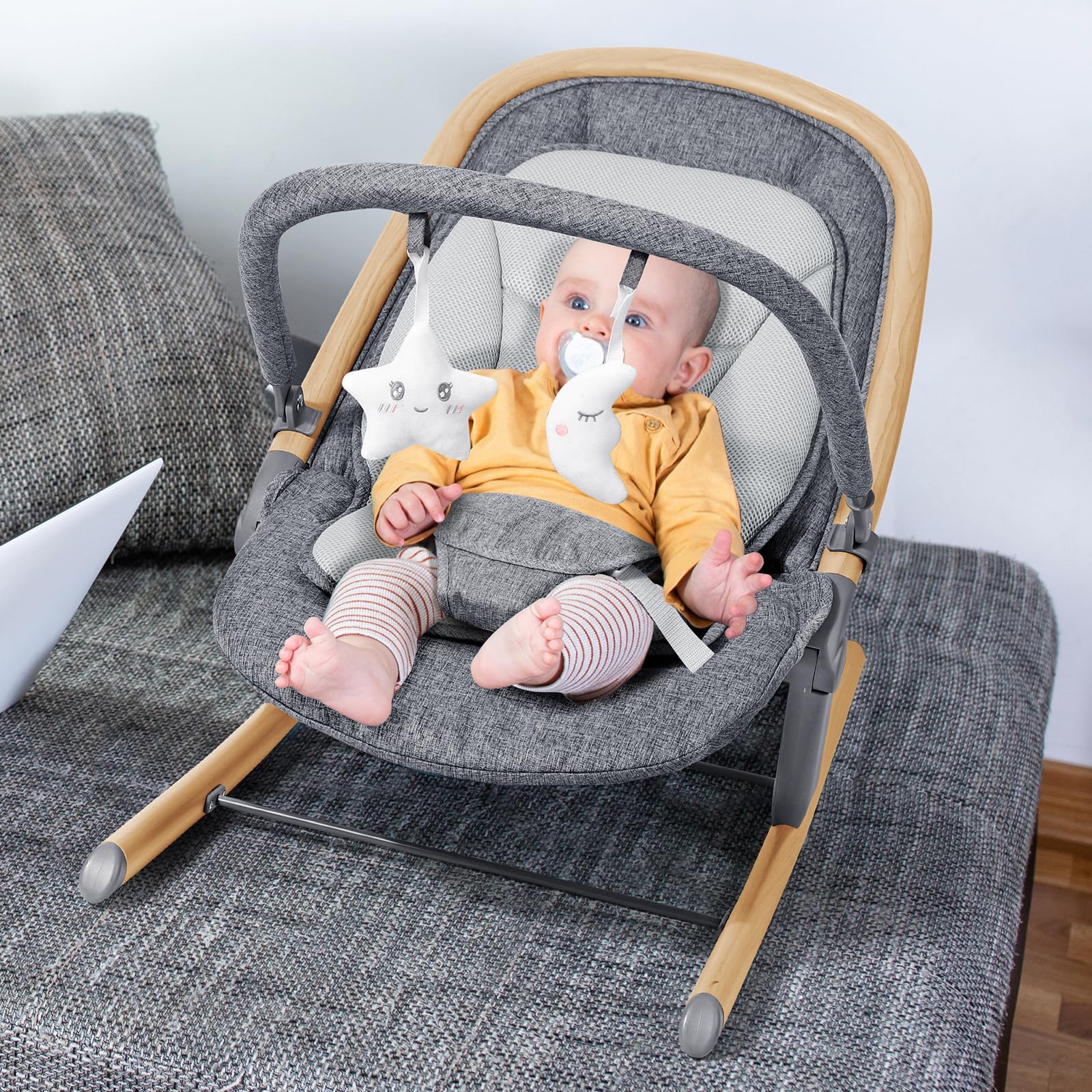 Orzbow Baby Rocker Chair wood grain design suits cozy nurseries.