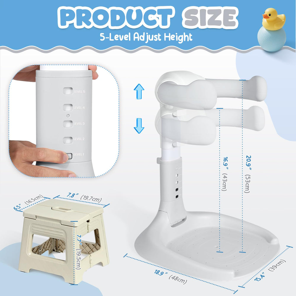 Orzbow baby shower stand adjustable-height enables comfy use as baby grows