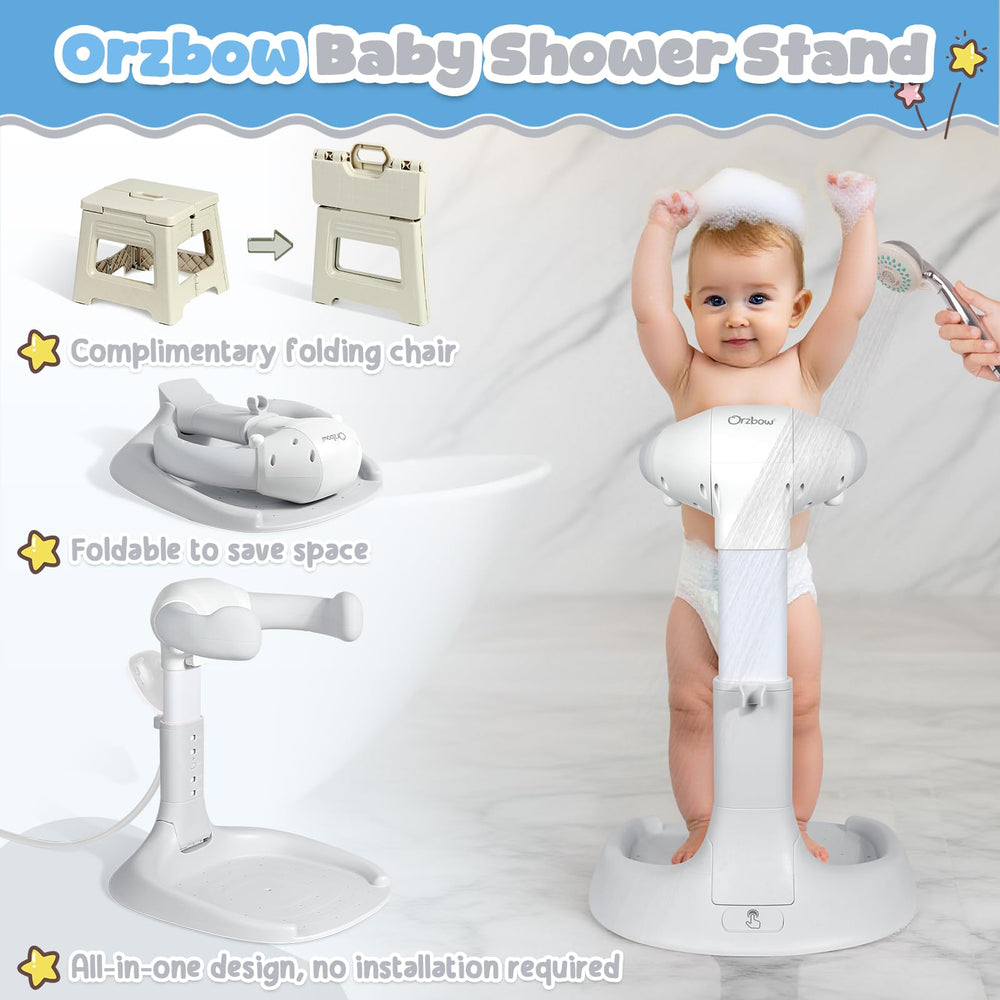 Orzbow baby shower stand fold-flat for easy storage and travel