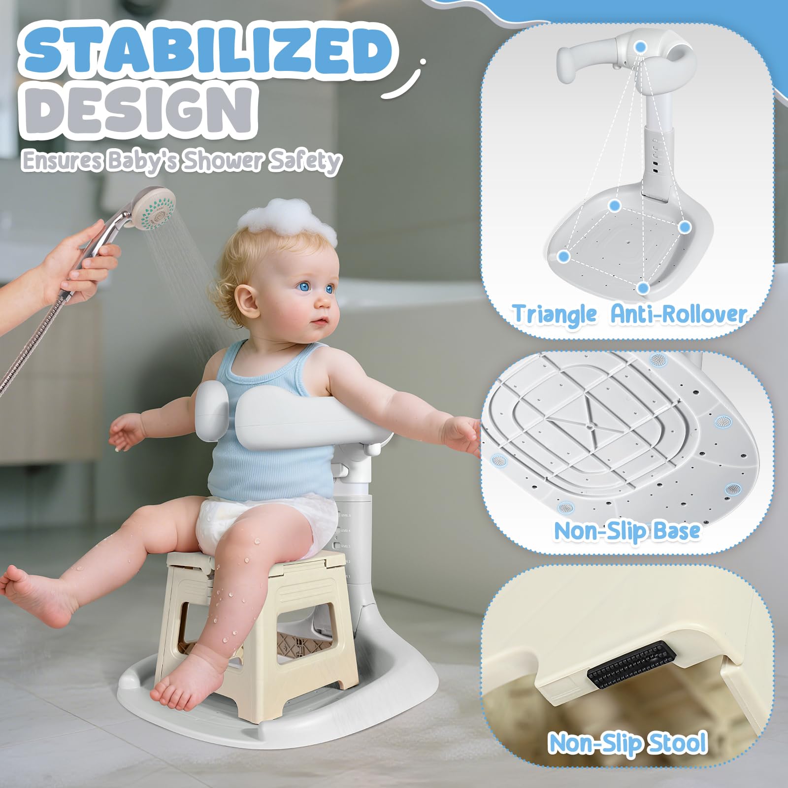 Orzbow baby shower stand travel-portable design fits in bags