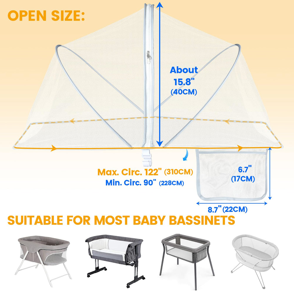 Orzbow bassinet cover with universal elastic fit for many bassinets
