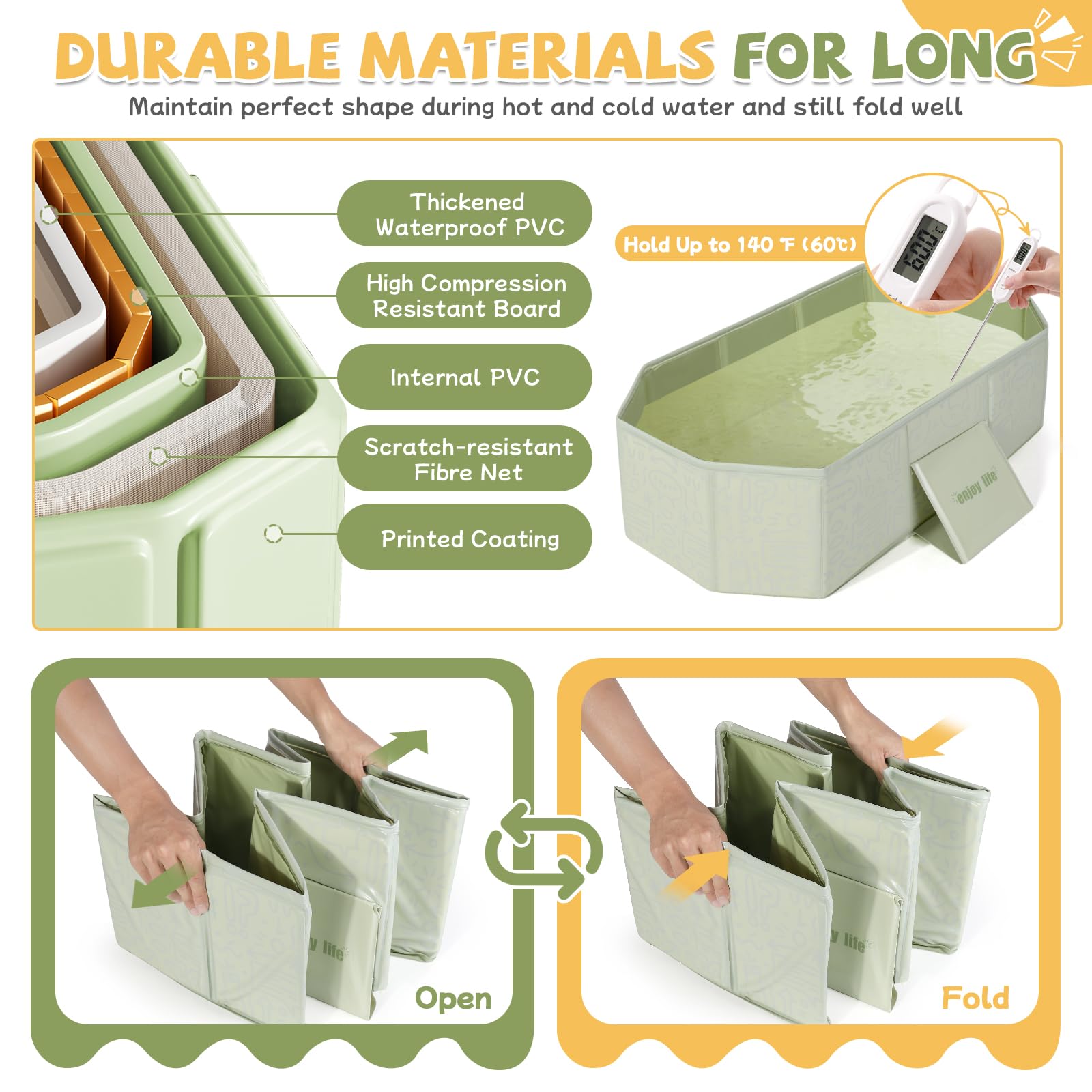 Orzbow easy-drain design speeds cleanup after baths.