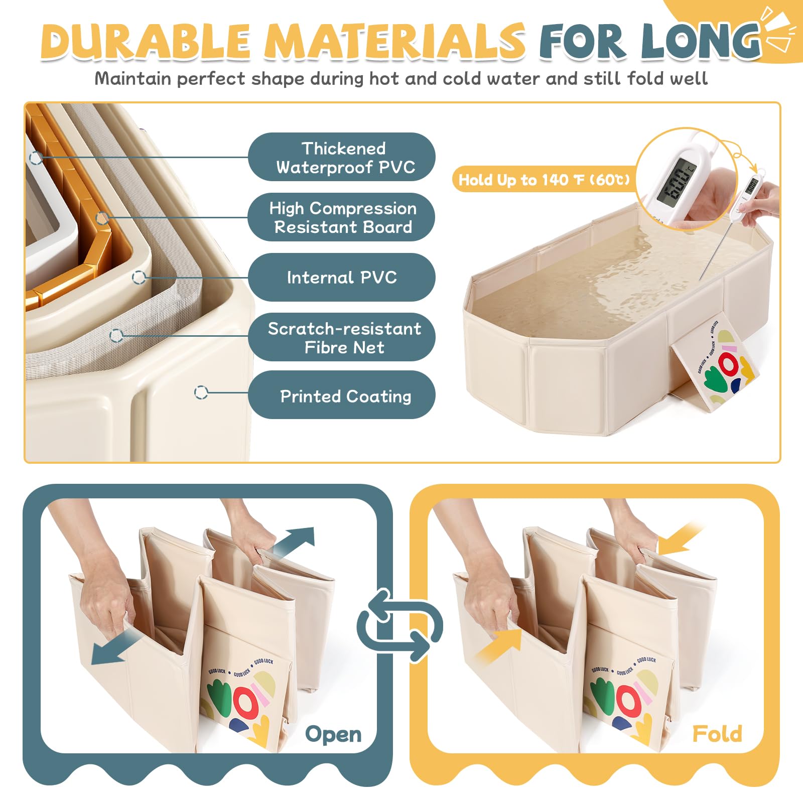 Orzbow baby bathtub non-slip base for safer bathing