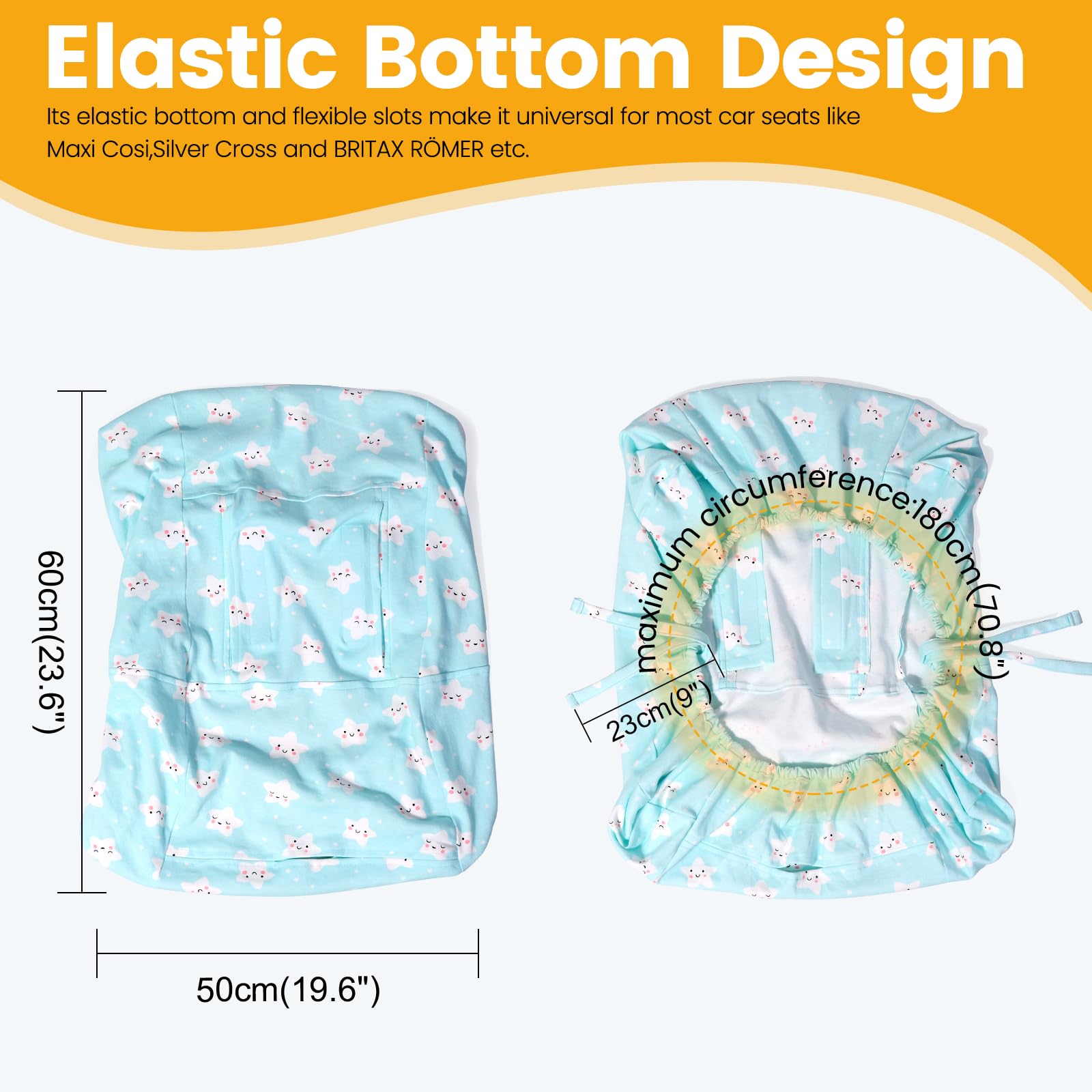 Orzbow blue car seat cover close-up showing gentle fabric