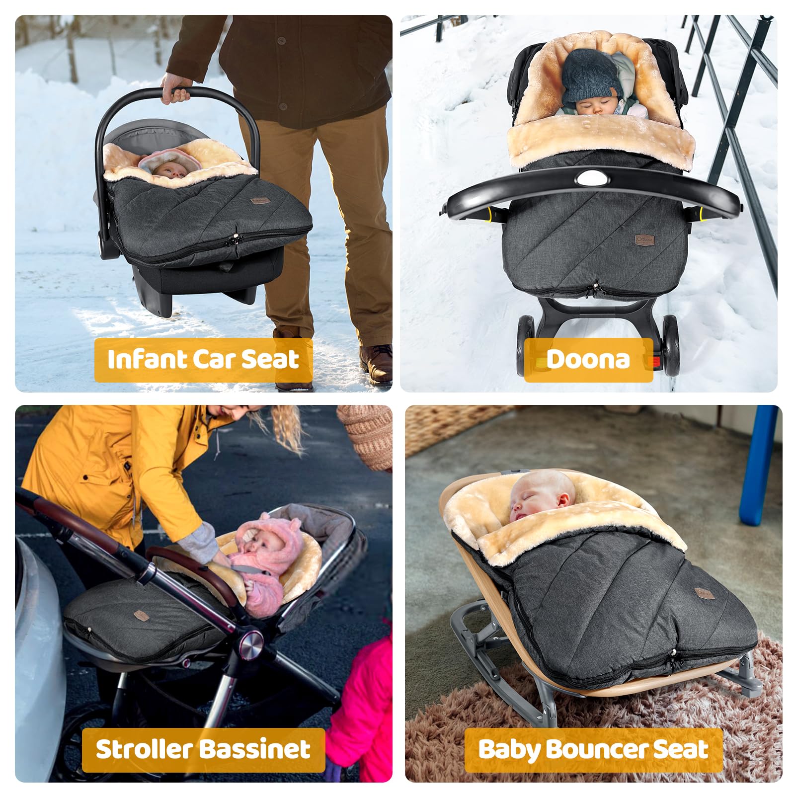 Orzbow bottom zipper allows quick diaper checks and shoe changes