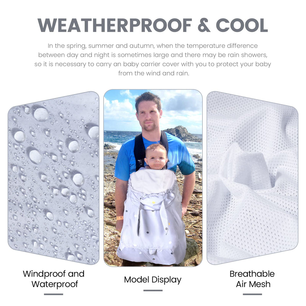 Orzbow breathable mesh carrier cover keeps baby cool and dry.
