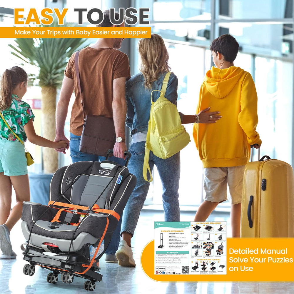 Orzbow car seat cart supports up to 110 lbs for seats and luggage.