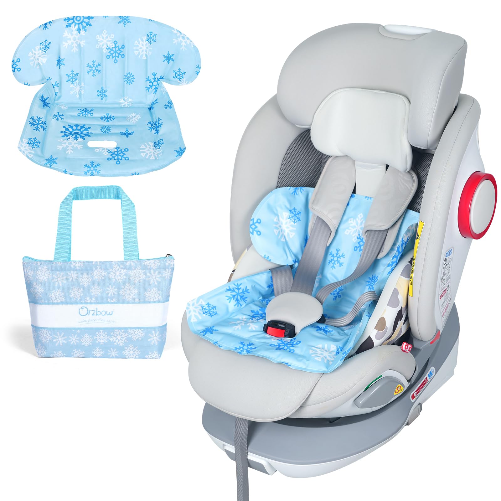 Orzbow car seat cooling pad with large surface for baby's comfort on long rides.