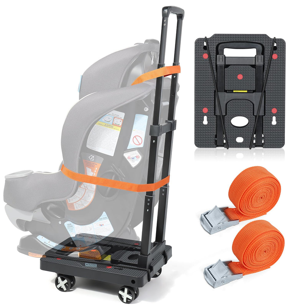 Orzbow car seat dolly with four wheels for smooth airport navigation.