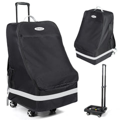 Orzbow car-seat travel bag folding cart assembly shows detachable bag and cart in one.