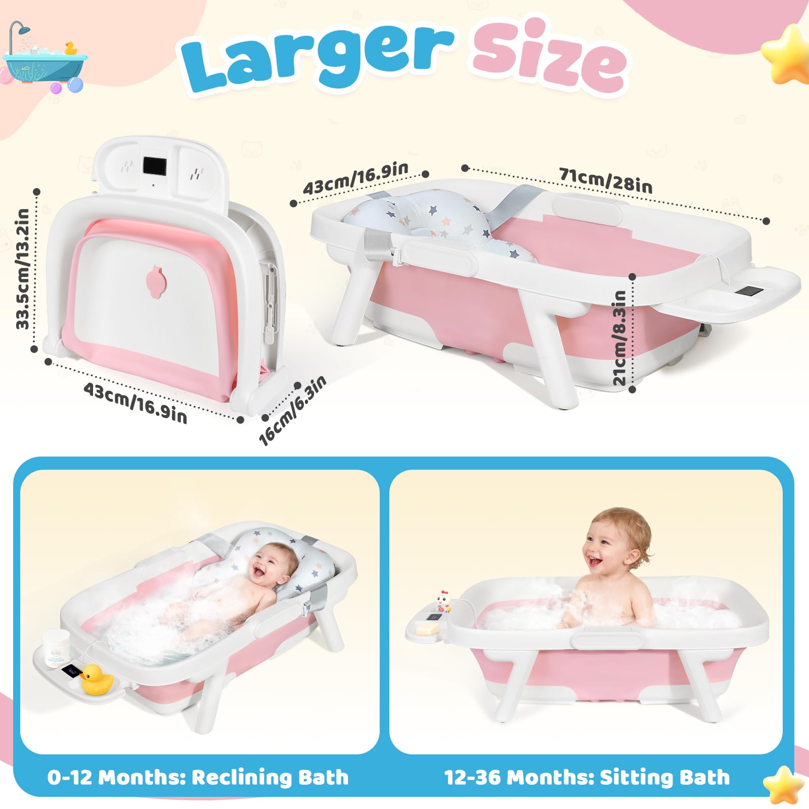 Orzbow soft cushion supports baby's spine during bath time