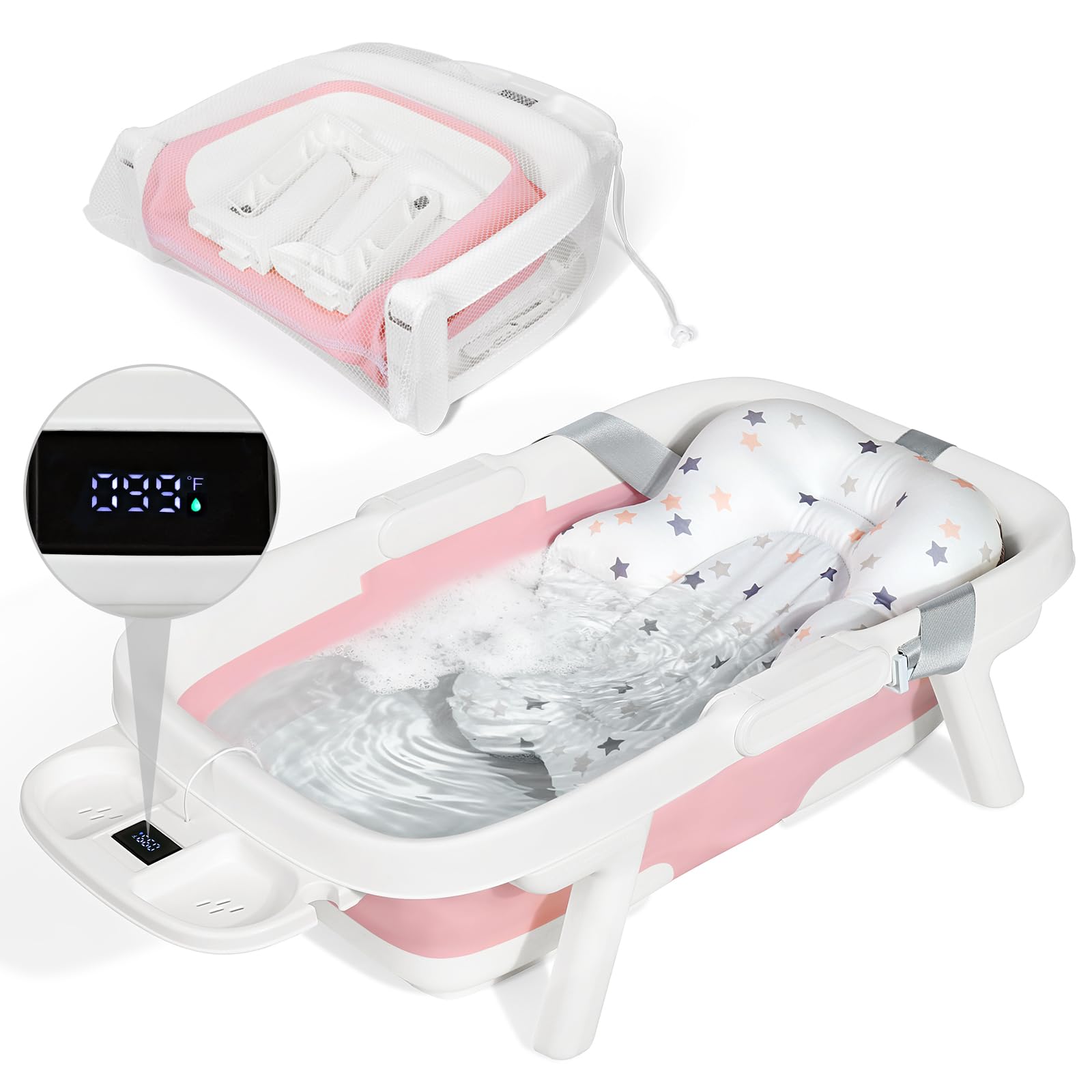Orzbow collapsible baby bath tub unfolded for generous bathing space