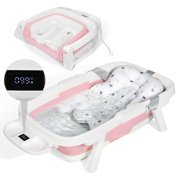 Orzbow collapsible baby bath tub unfolded for generous bathing space