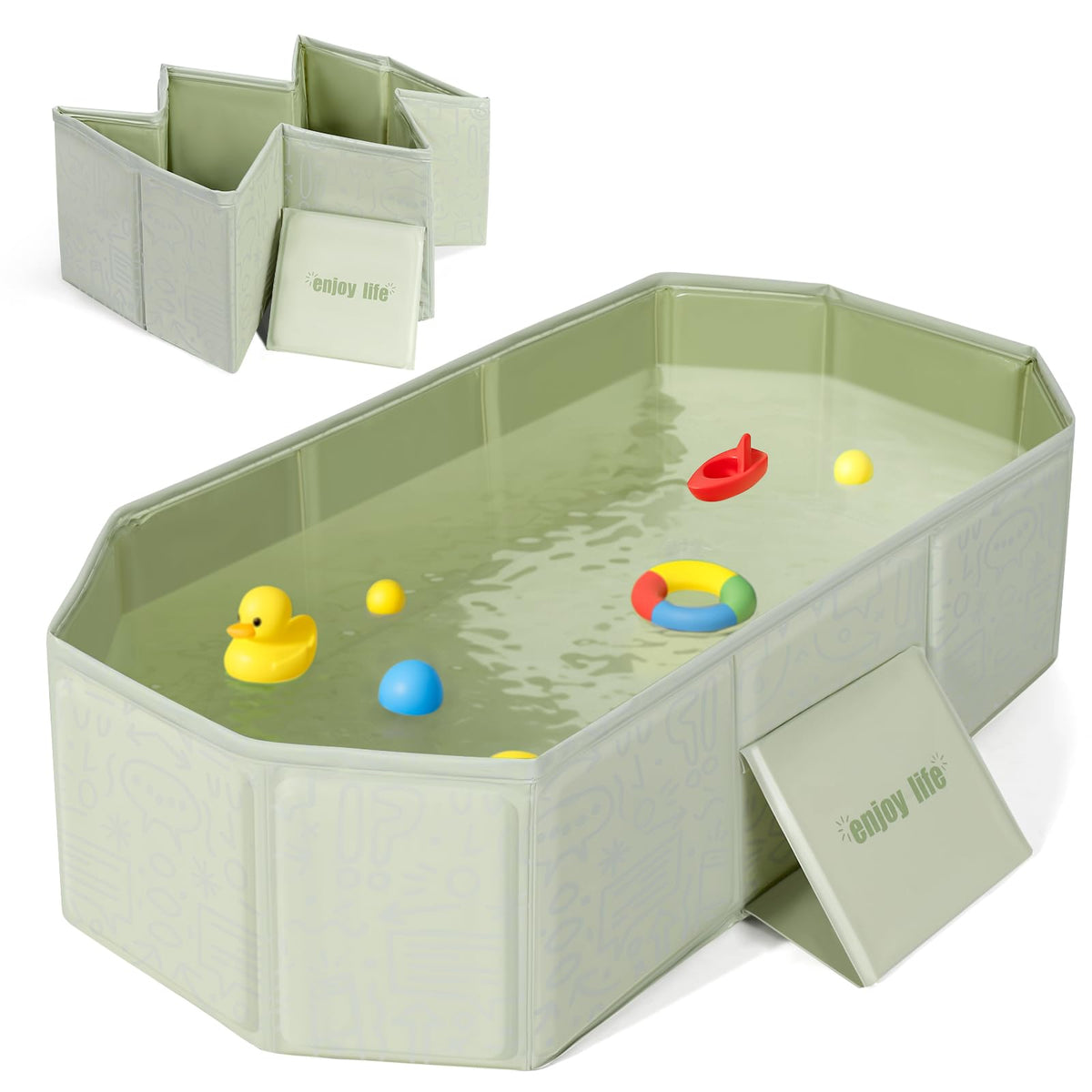 Orzbow collapsible baby bathtub assembled for quick, mess-free bath time.