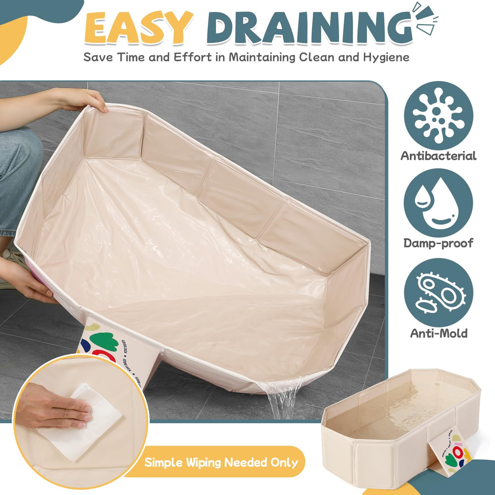 Orzbow collapsible tub drain design enables quick water release