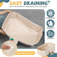 Orzbow collapsible tub drain design enables quick water release