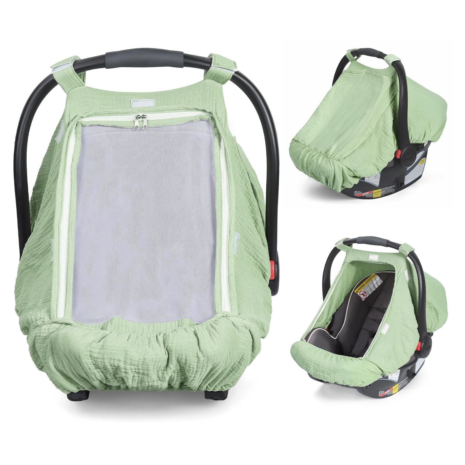 Orzbow cotton baby car seat cover with mesh window for airflow.