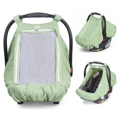 Orzbow cotton baby car seat cover with mesh window for airflow.