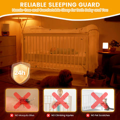 Orzbow crib tent provides full-coverage safety to deter climbing during night sleep.