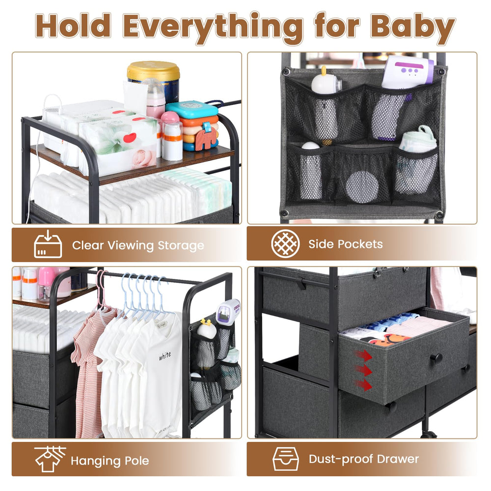 Orzbow detachable diaper bag slide-out for easy on-the-go changes.
