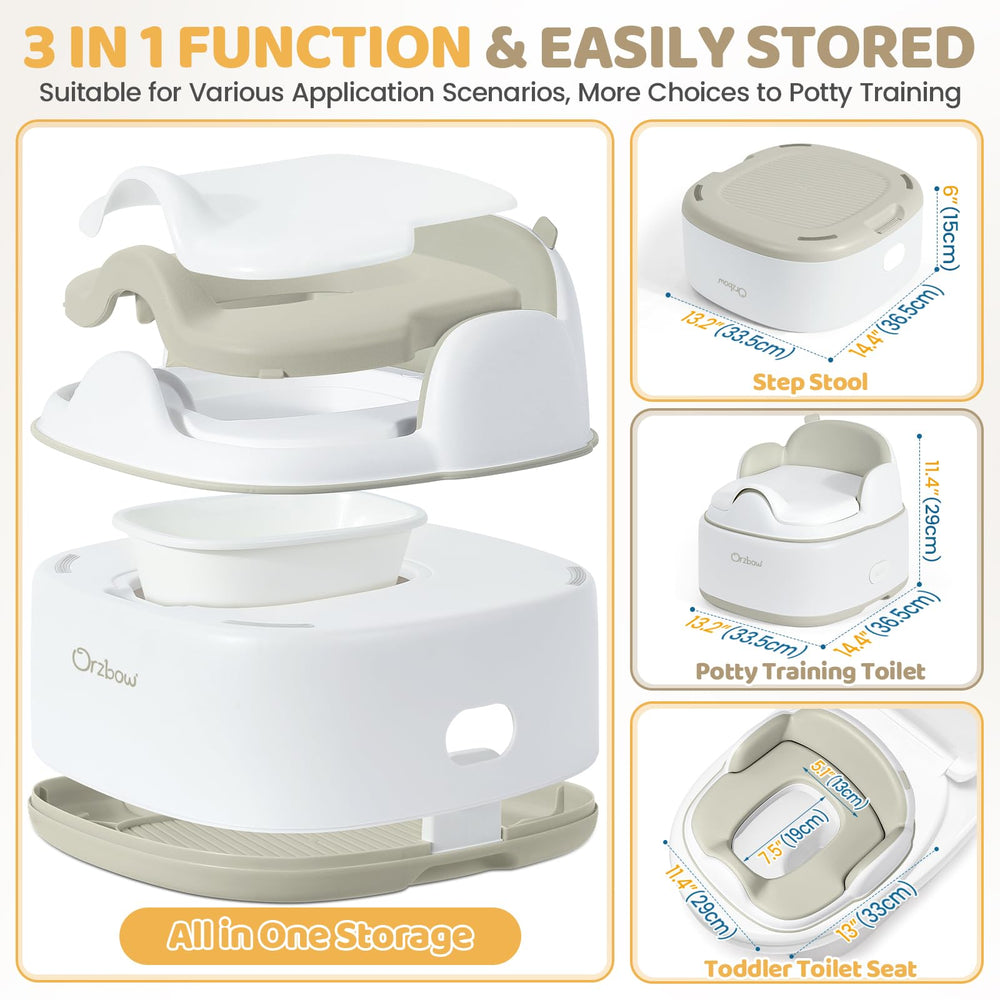 Orzbow detachable potty bowl allows quick removal for easy cleaning.