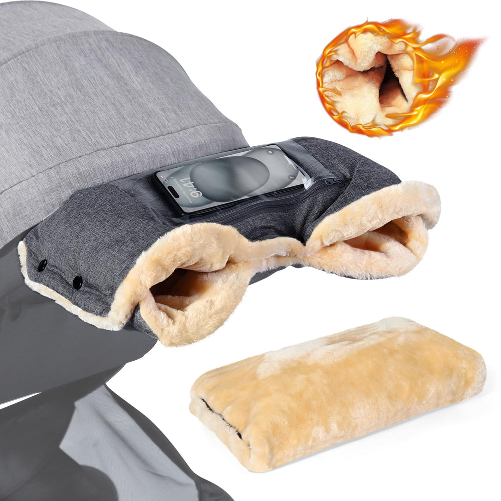 Orzbow faux sheepskin stroller gloves offer plush warmth for winter outings.