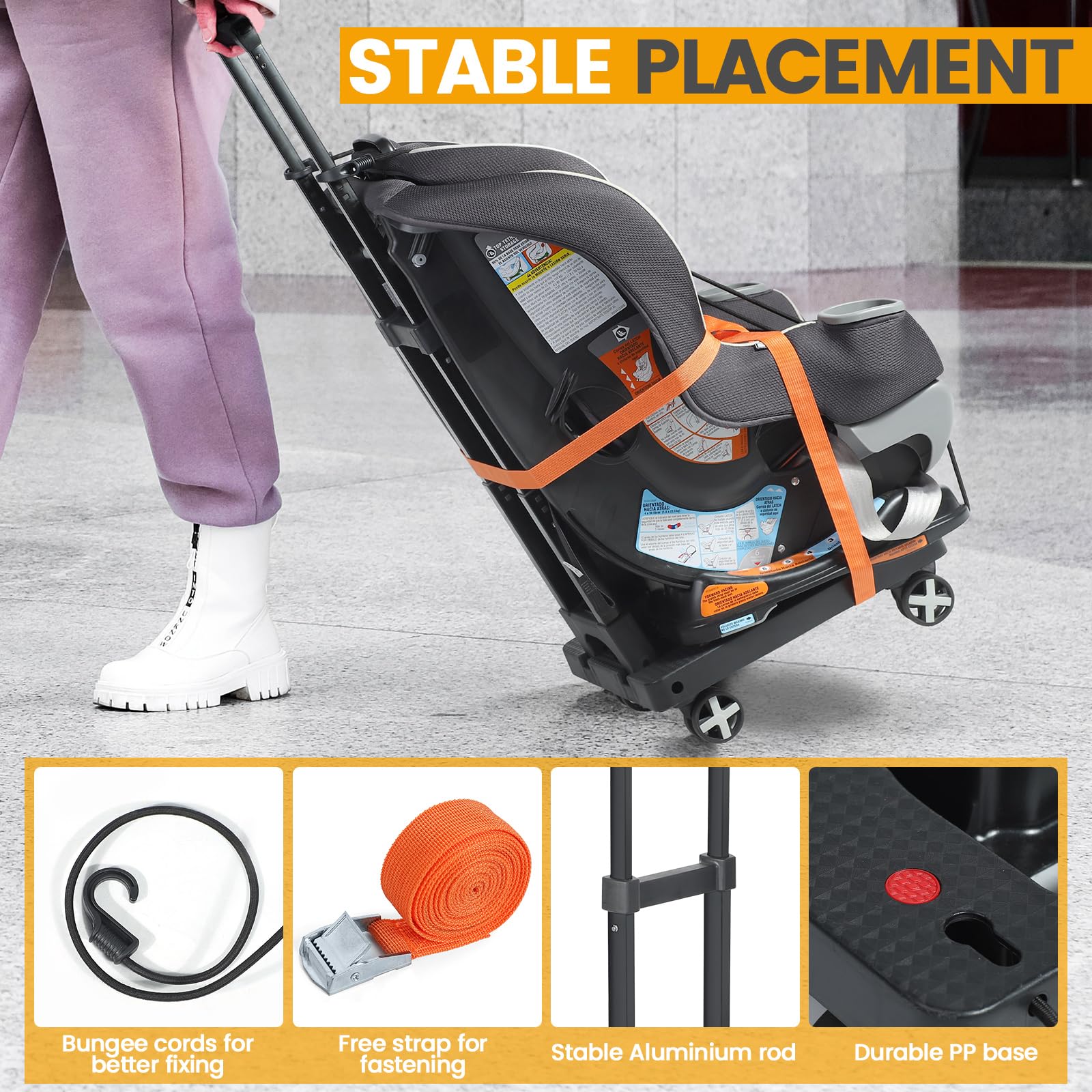 Orzbow folding car seat cart compact for easy storage and travel.