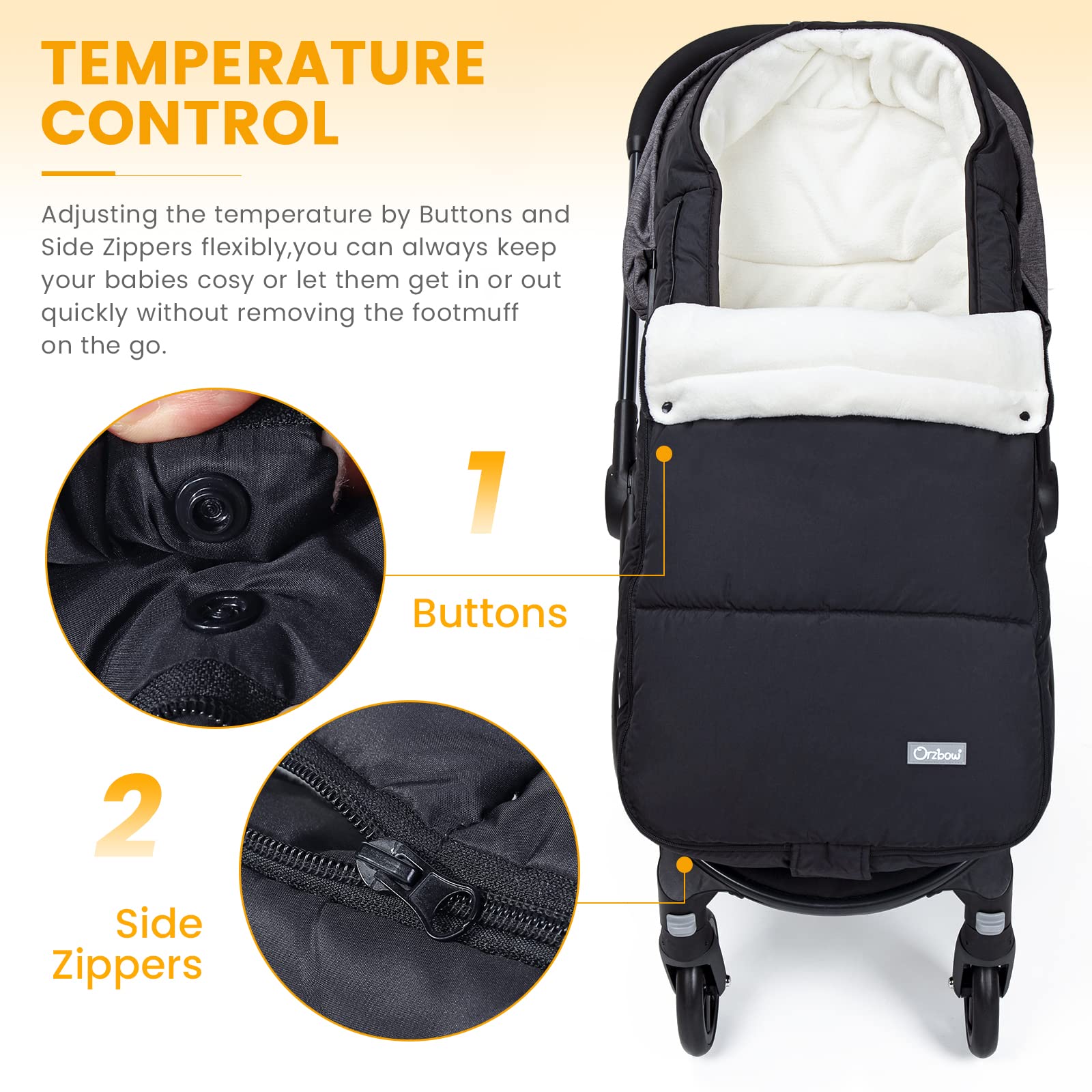 Orzbow footmuff with coral fleece lining delivering plush warmth