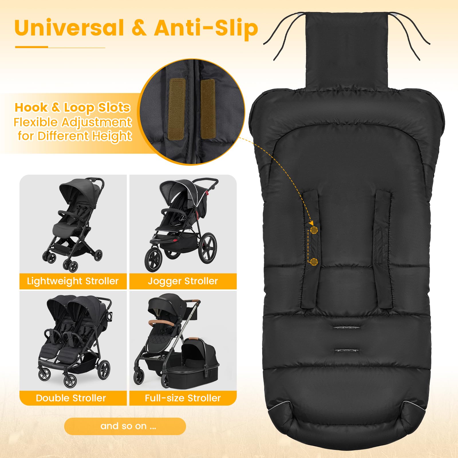 Orzbow Footmuff inner padding provides cozy fleece warmth