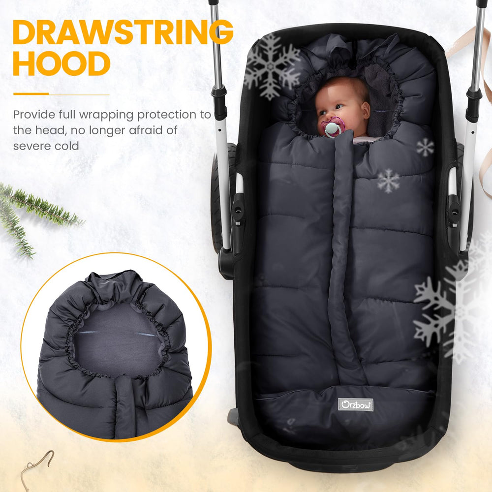 Orzbow Footmuff for stroller, back view showing fleece lining for warmth