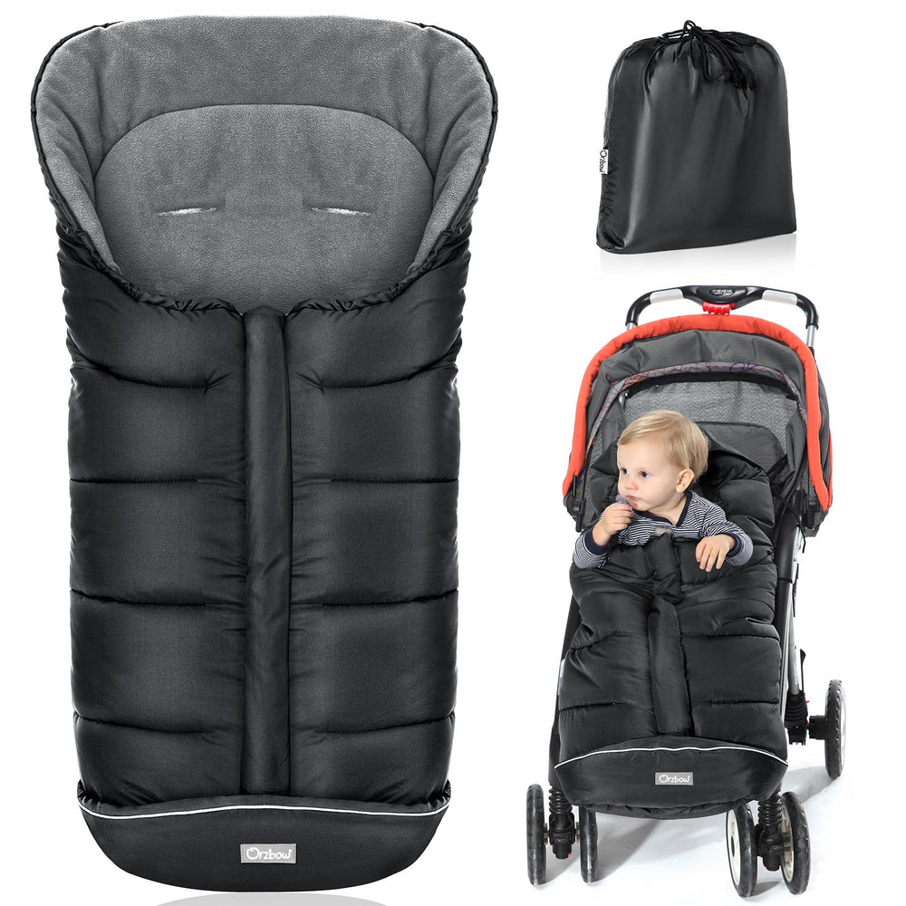 Orzbow Footmuff for stroller, front view shows waterproof fabric and warmth