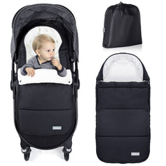 Orzbow footmuff in black for stroller weatherproof protection and warmth