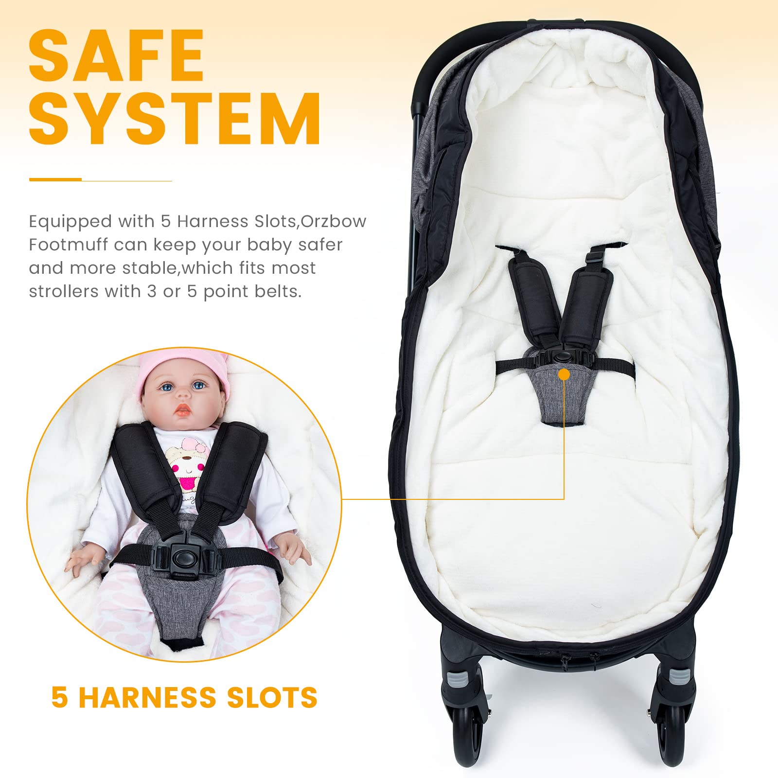 Orzbow footmuff with two-way zipper for easy diaper changes