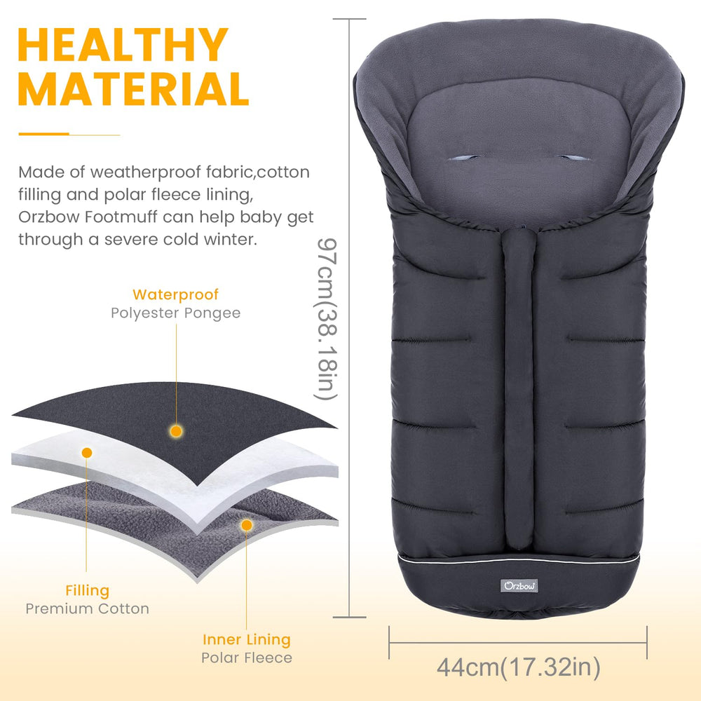 Orzbow Footmuff waterproof fabric keeps baby dry