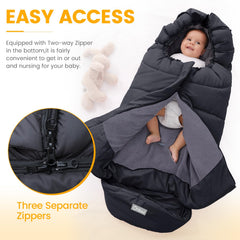 Orzbow Footmuff zip design for quick diaper or clothing changes
