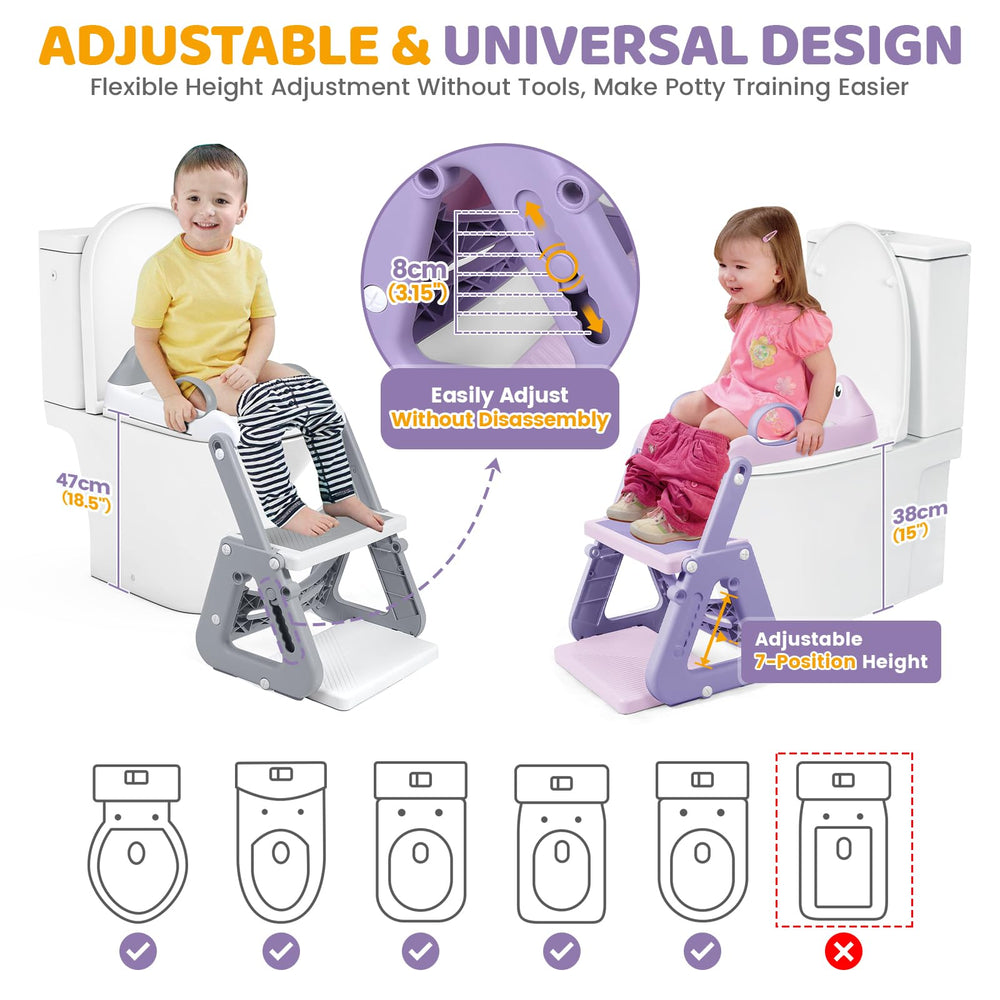 Orzbow Frog Potty Seat adjustable-height shows quick height changes for growing toddlers.