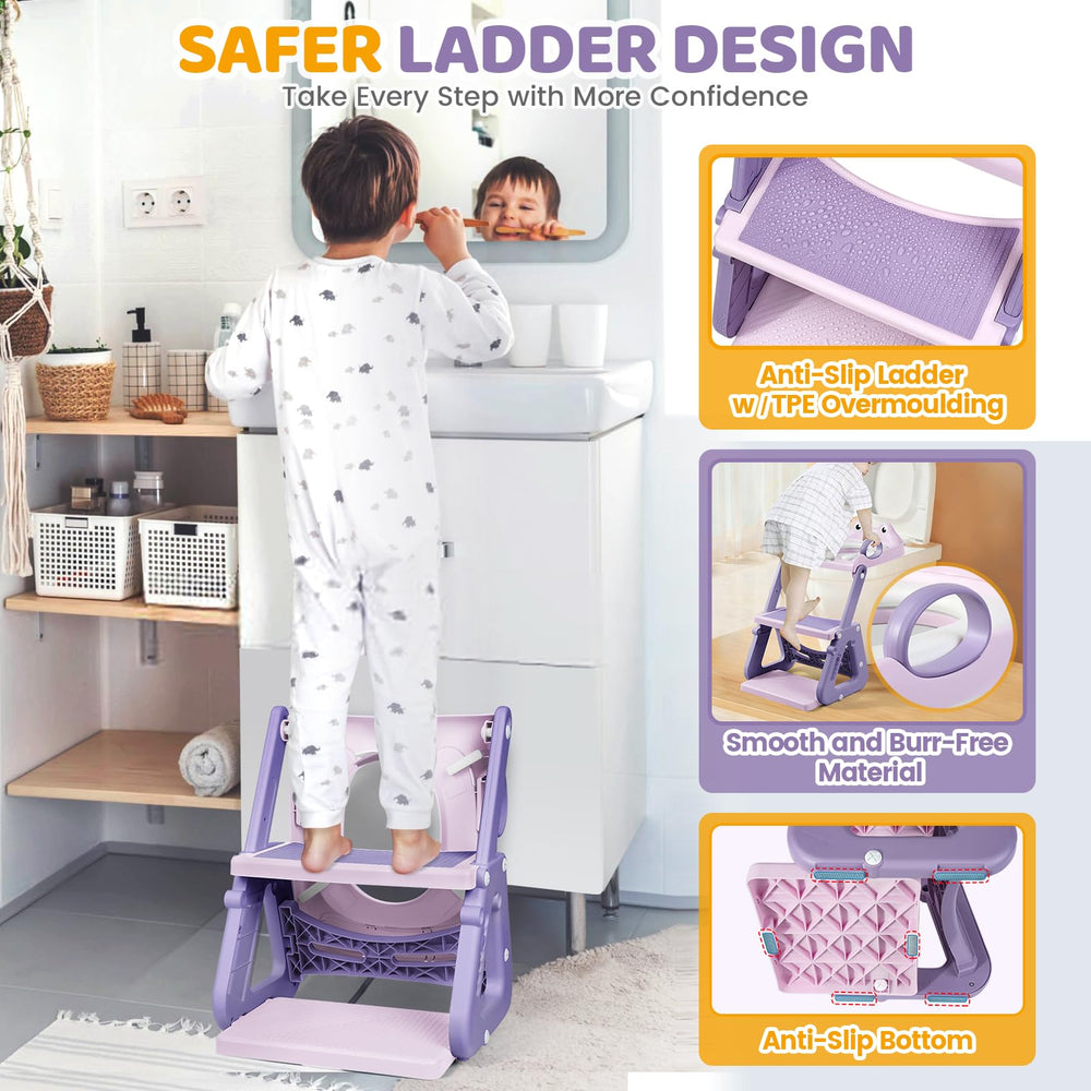 Orzbow Frog Potty Seat foldable-design highlights travel-friendly, compact storage after use.