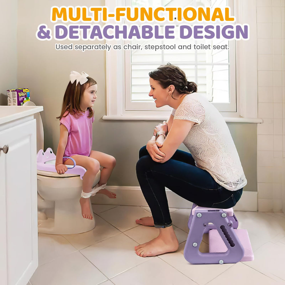 Orzbow Frog Potty Seat non-slip-base stresses secure footing with 6-point ladder and 4-point seat.