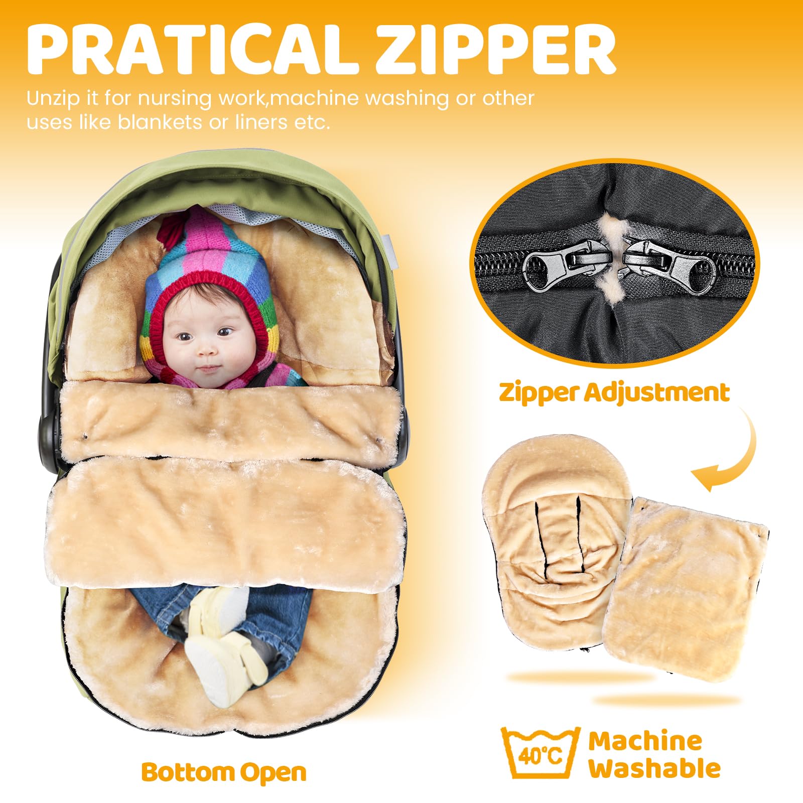 Orzbow front cover with snaps for adjustable warmth during winter outings