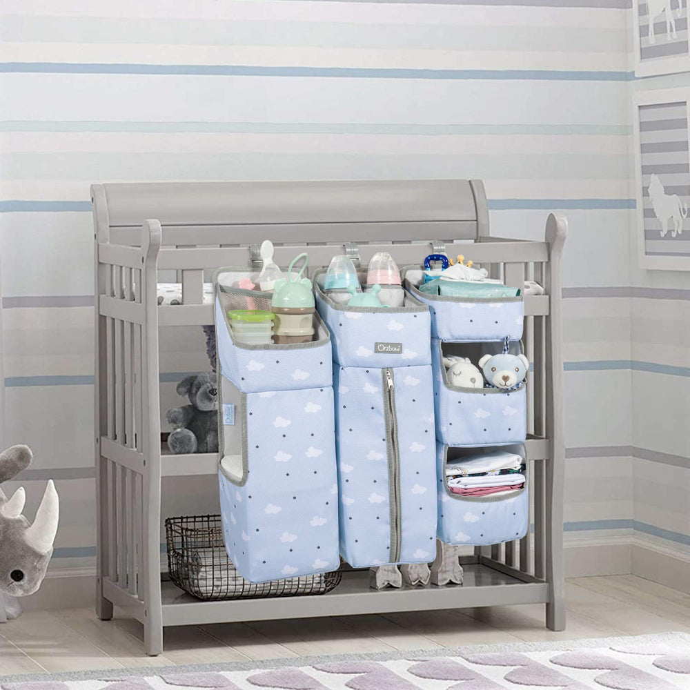 Orzbow hanging diaper organizer mounted on changing table.
