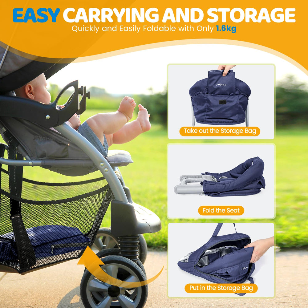 Orzbow high chair featuring 5-point safety belts for secure seating.