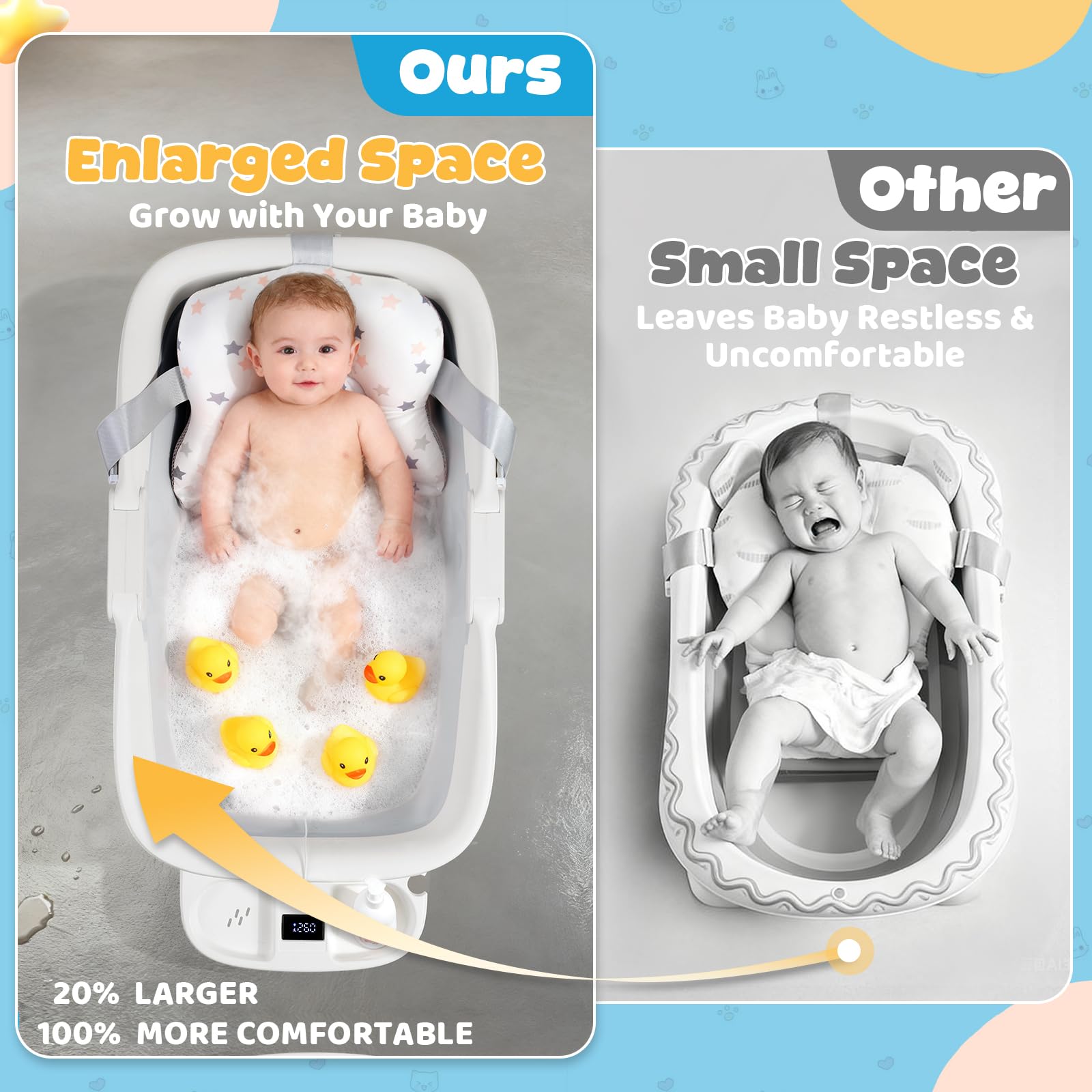 Orzbow Infant Bath Thermometer shows safe water temperature for a cozy bath