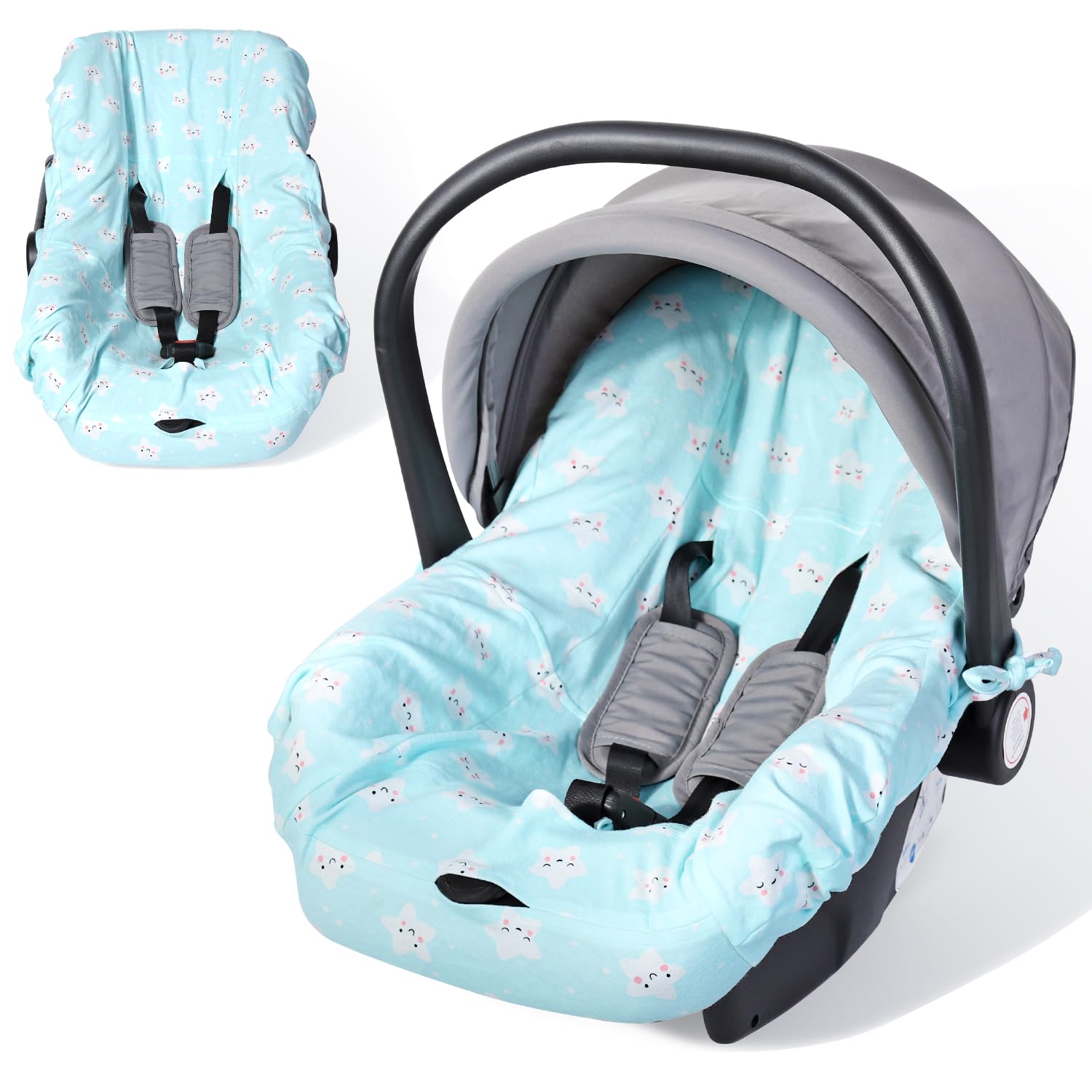 Orzbow infant car seat cover in blue, soft cotton for baby comfort