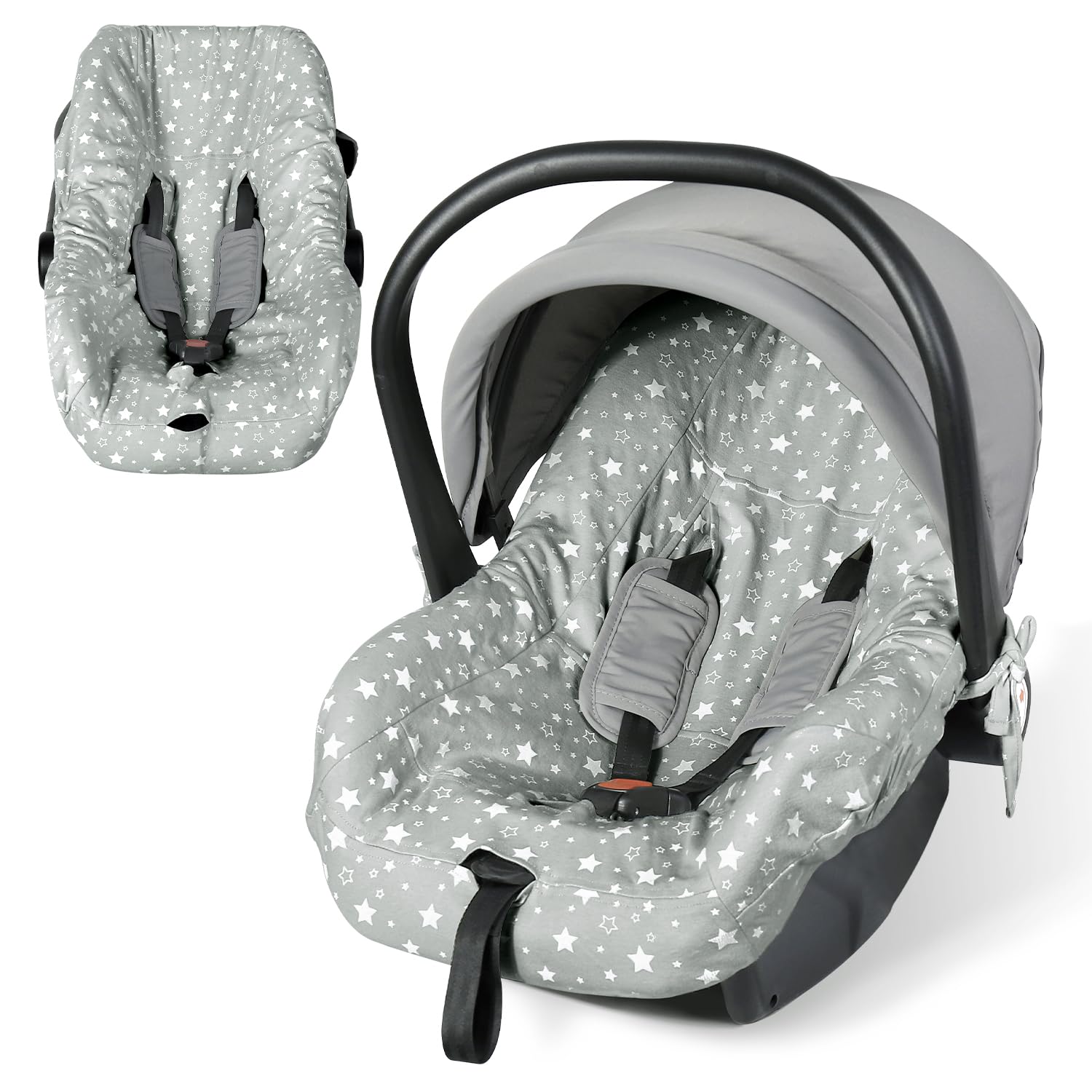 Orzbow infant seat cover liner gray close-up of soft cotton for comfort.