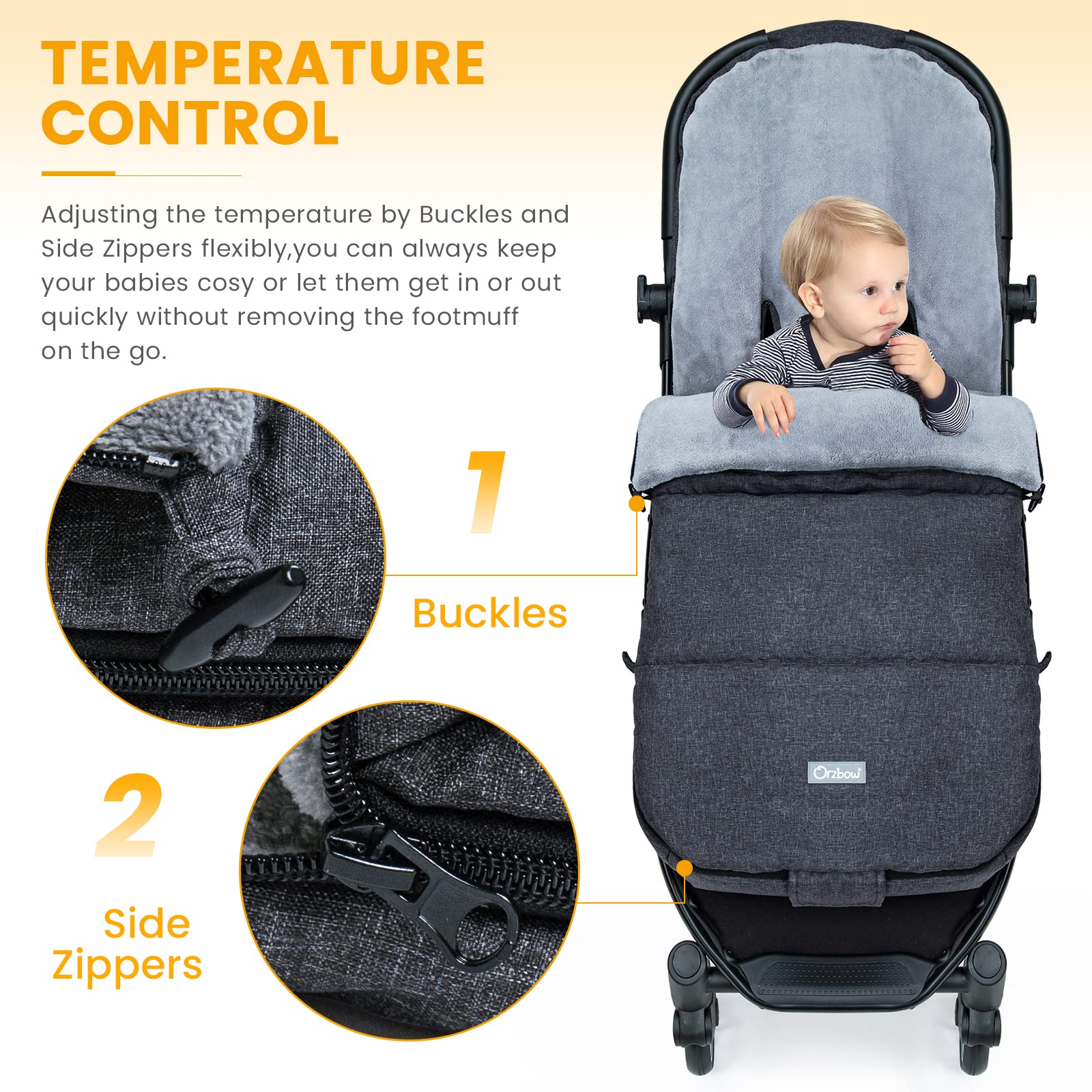 Orzbow L-shaped back design stroller fit provides secure support during naps