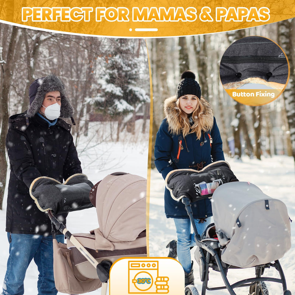 Orzbow machine-washable stroller gloves simplify winter cleanup.