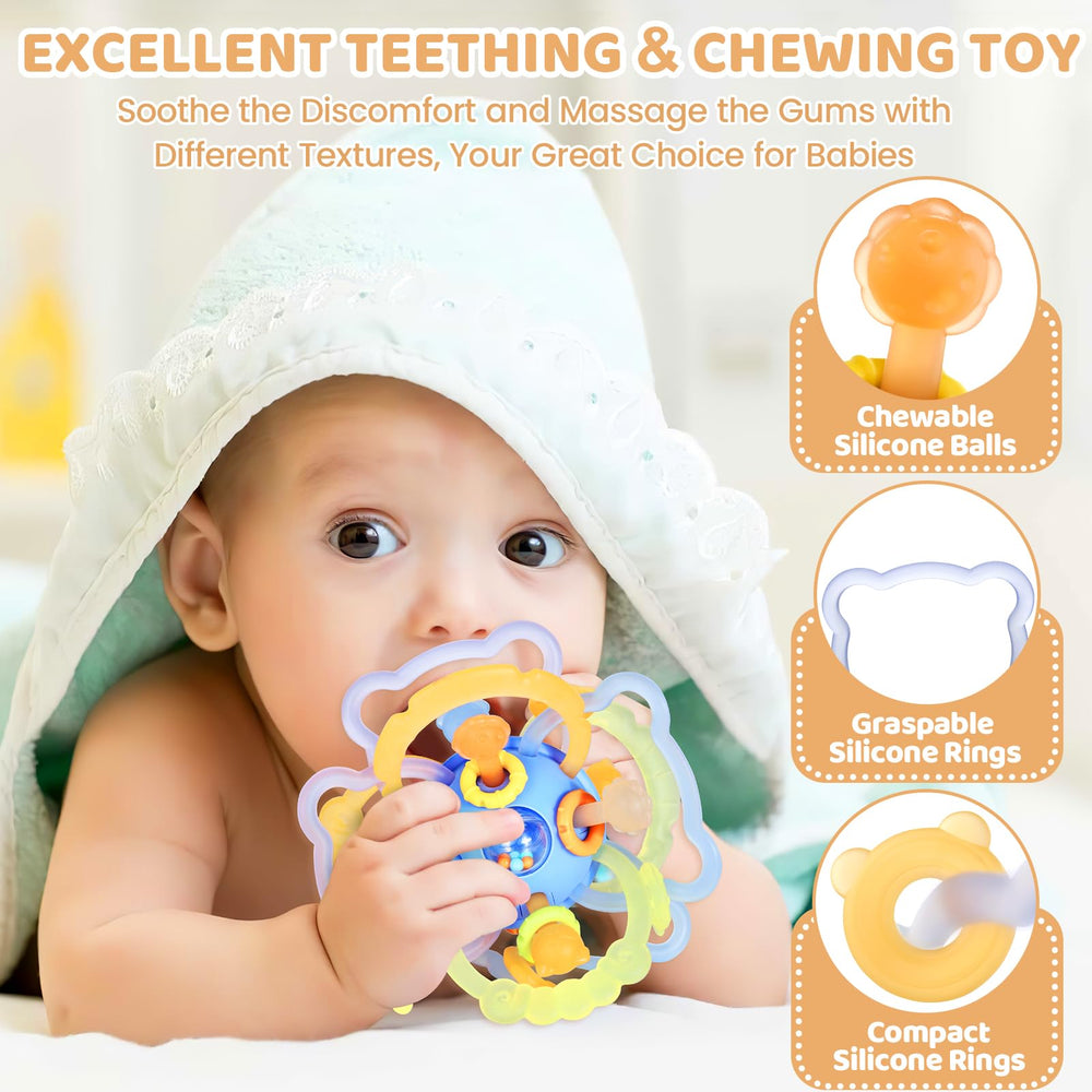 Orzbow Montessori-inspired baby toy emphasizes colorful grip for tiny hands.