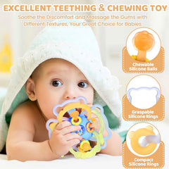 Orzbow Montessori-inspired baby toy emphasizes colorful grip for tiny hands.
