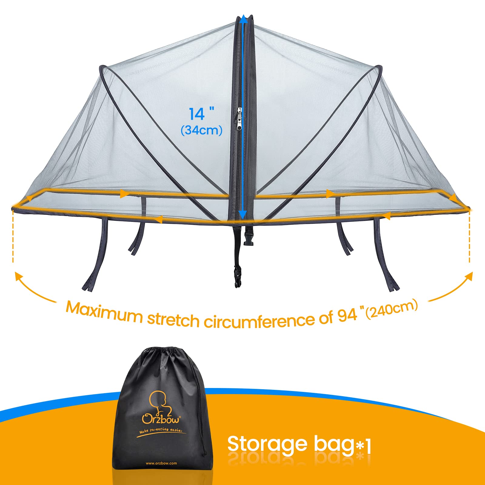Orzbow travel-bag-foldable mosquito net for easy portability