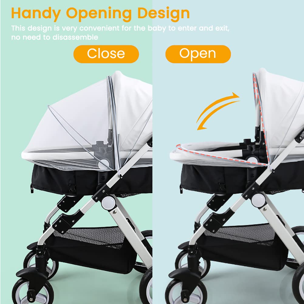 Orzbow Mosquito Net universal fit demonstrates elastic edging for most strollers and car seats